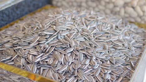 close-up of a pile of black sunflower seeds