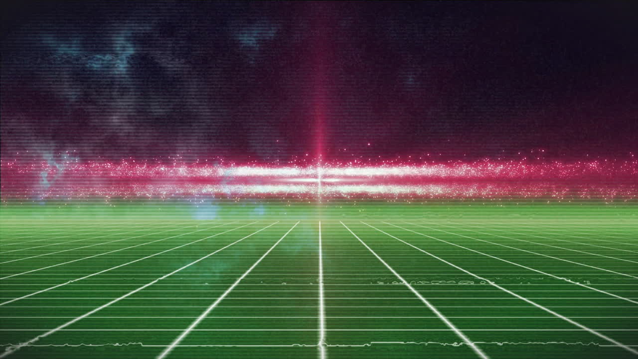 어두운 구름 위에 은 빛 반점과 네온 사각형의 애니메이션