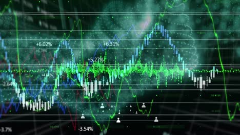 animación del procesamiento de datos financieros a través de la red