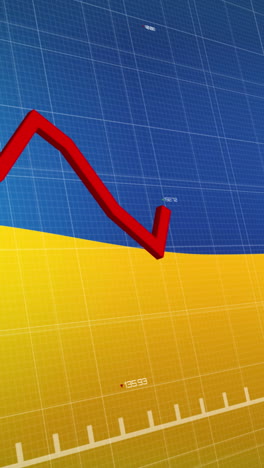 animación de datos financieros y gráfico sobre la bandera de ucrania