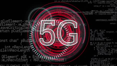 program codes and 5g written in the middle of a futuristic circles