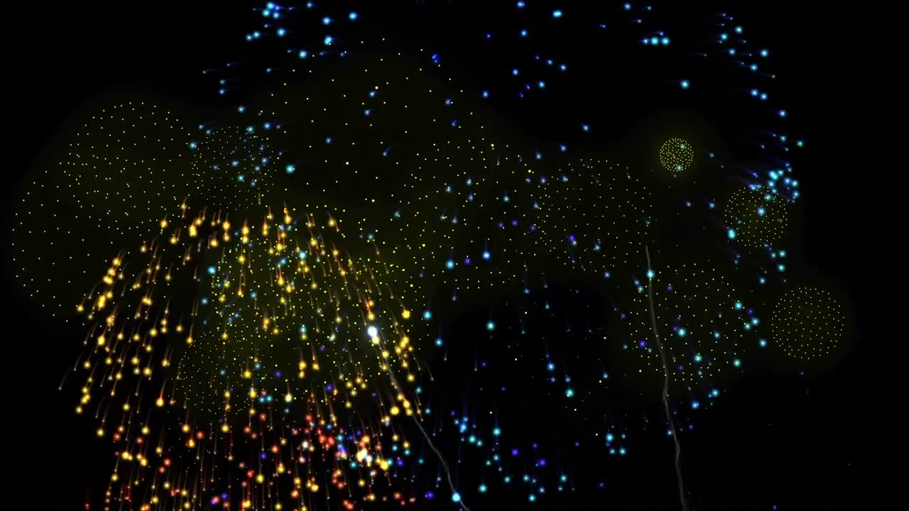 검은 바탕 위에 불꽃놀이의 애니메이션