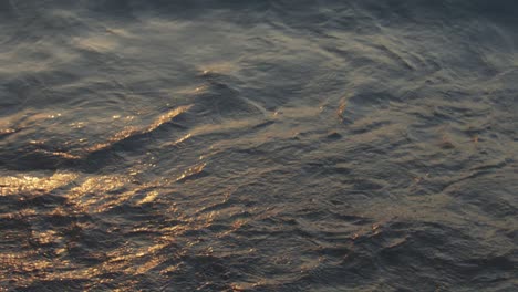 Slow-Motion-Rippled-water-on-rocky-shoreline-with-waves-crashing