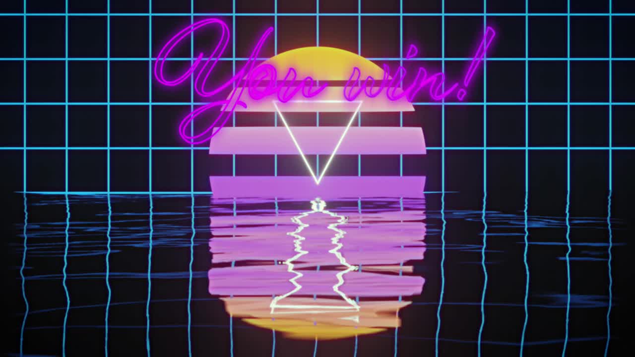 디지털 해가 지는 동안 당신이 텍스트를 이기는 애니메이션