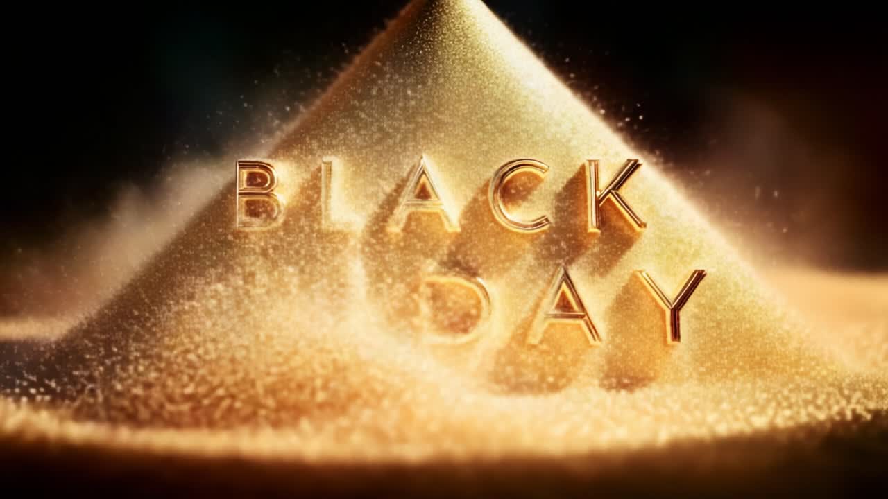 A Captivating Visual Journey of Sand Formations Highlighting the Bold 'Black Friday' Typography Against a Striking Backdrop of Light and Shadow in a Dramatic Display