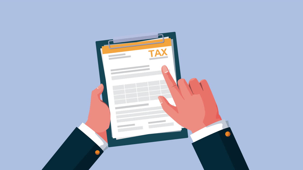 tax day animation with hands lifting documents