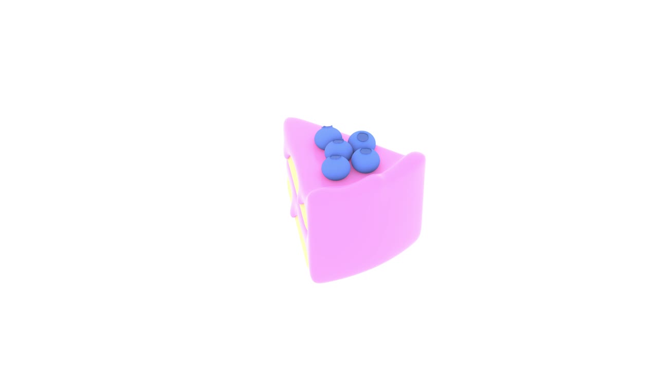 pastel de arándanos 3d en animación de fondo blanco