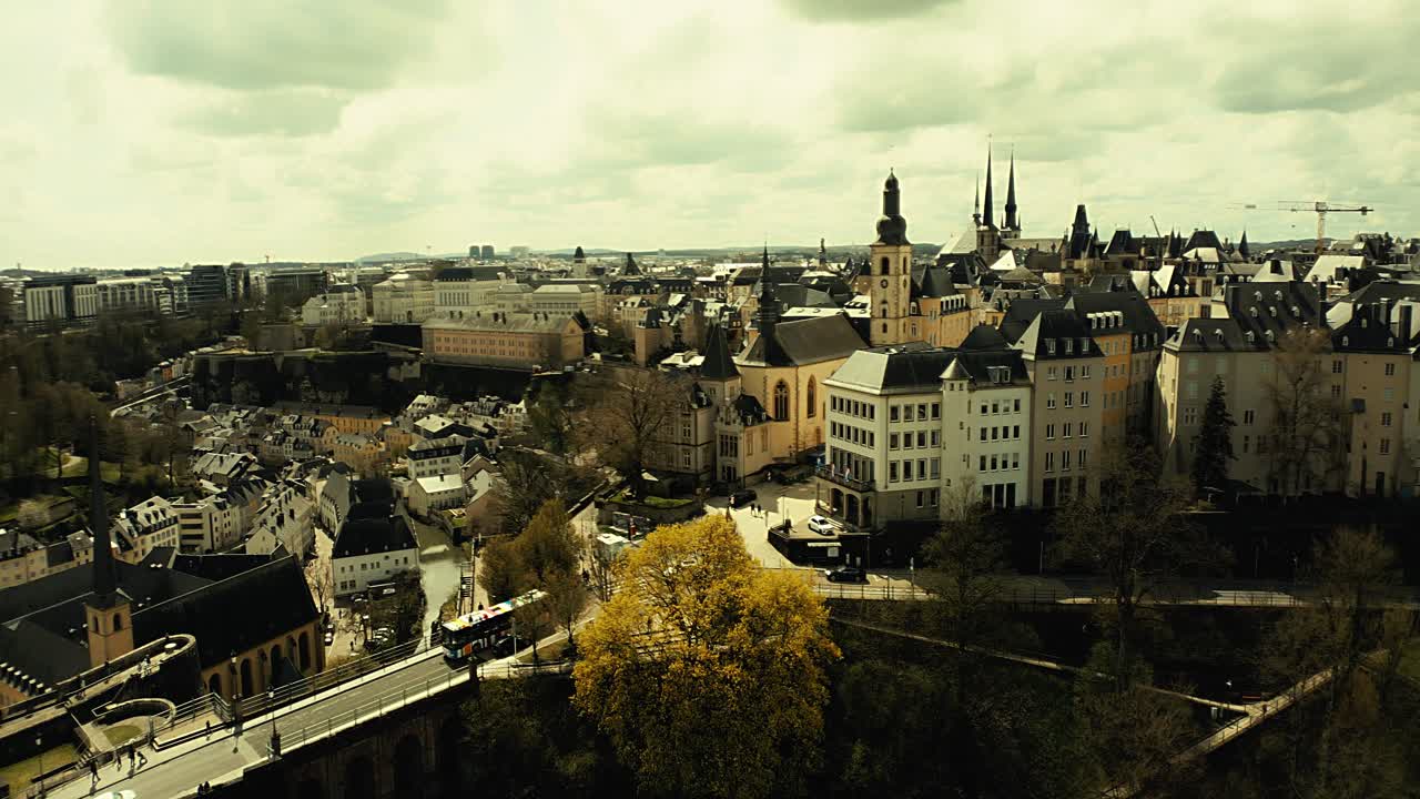 Drone footage of Corniche, Luxembourg