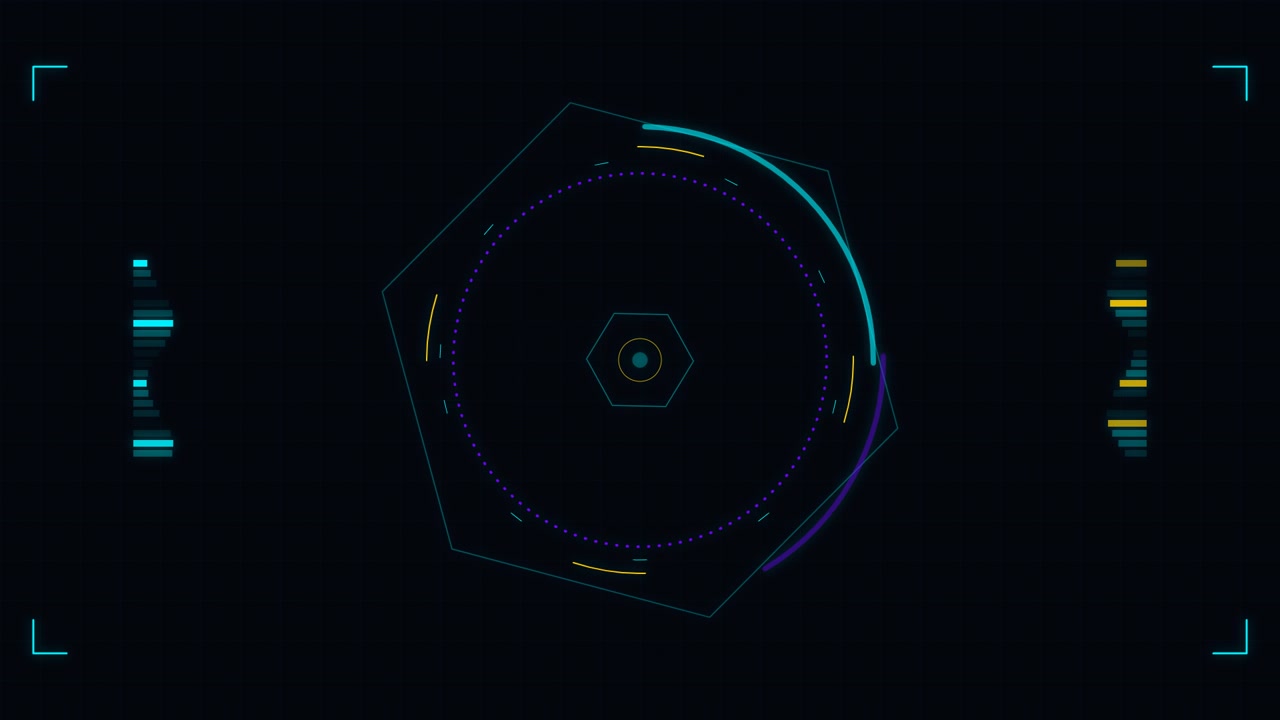 Futuristic Hexagonal Digital Interface HUD Animation