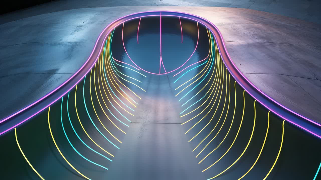 Neon Lit Skateboard Ramp