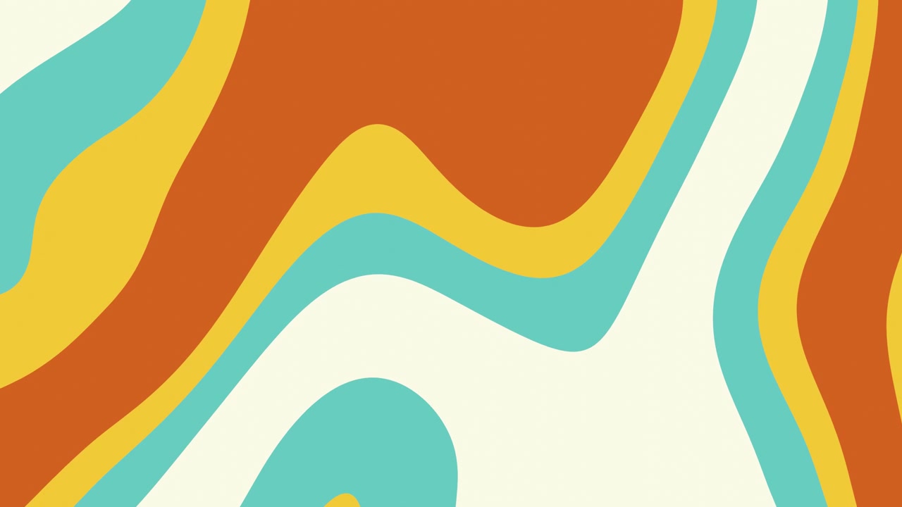 Retro Groovy Abstract Background with Wavy Fluid Organic Shapes