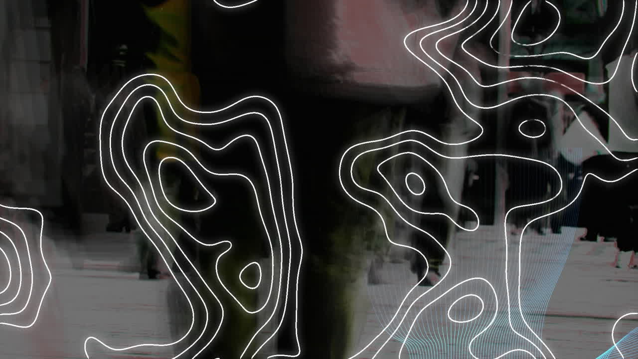 animación de la línea blanca que se mueve sobre los peatones que caminan en movimiento rápido