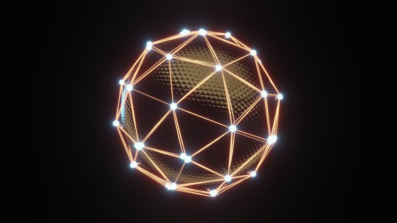 Knot particle sphere. Abstract business communications concept. The micro world of particles and atoms is futuristic. Photorealistic 3D rendering.