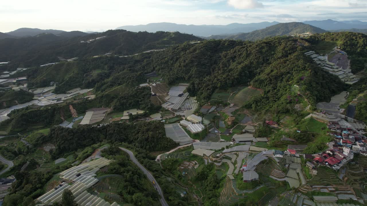 말레이시아의 카메론 하이랜드 지역 내의 브린창 지역의 일반 풍경