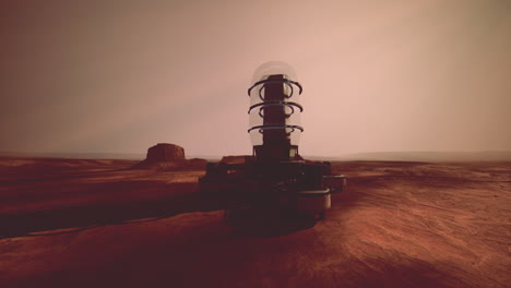 futurista hábitat de marte: una estructura solitaria en el planeta rojo