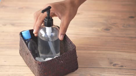 hand sanitizer and basket