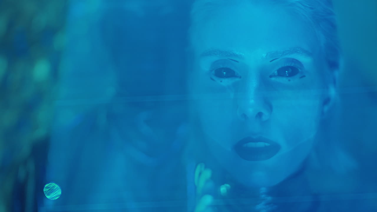 Aliens in Blue Neon Light