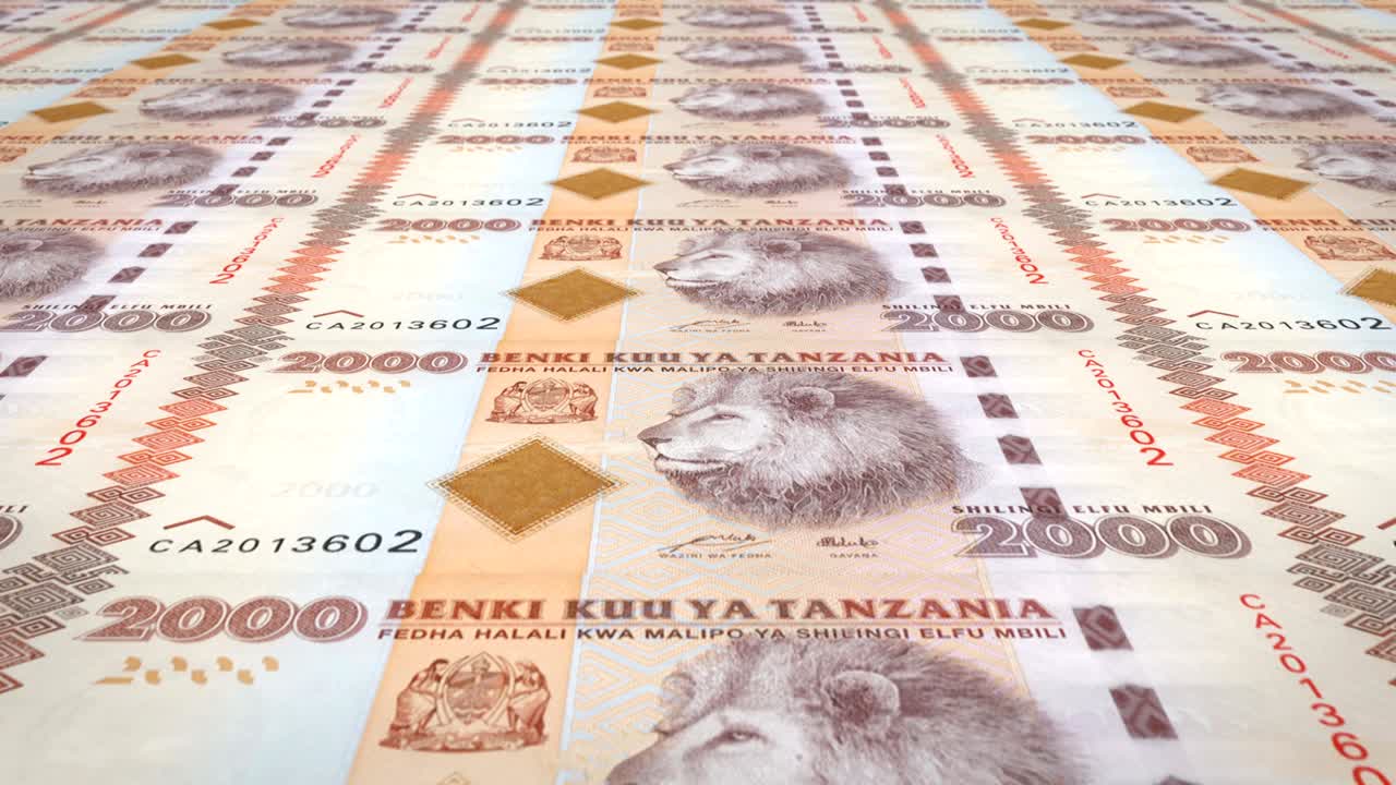 billetes de dos mil chelines tanzanianos de tanzania, dinero en efectivo, bucle