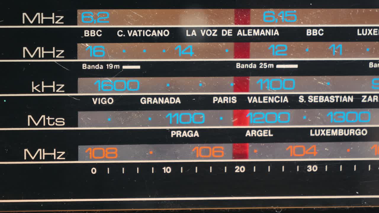 Old Retro AM FM Radio with tubes, Hand Changing stations , bulb vintage music player.