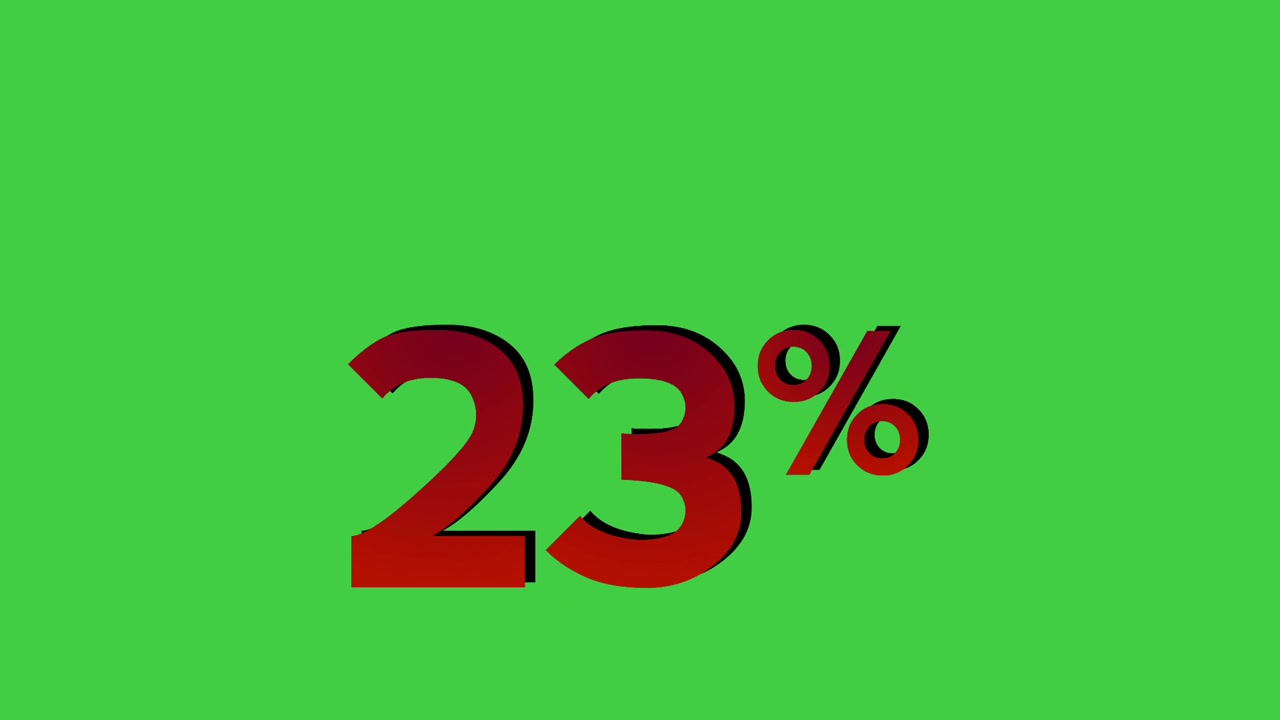 Animation: Rotes 23%-Symbol auf Greenscreen, Bewegungsgrafik für Rabatt-Geschäftskonzepte als Videoelement.