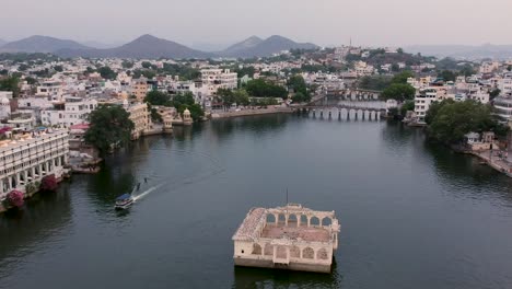 aerial view of lake pichola in udaipur, rajasthan, india