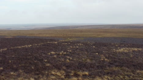 Schieben-Der-Luftaufnahme-über-Moorland-Im-Winter-Mit-Pfad-UK-4k