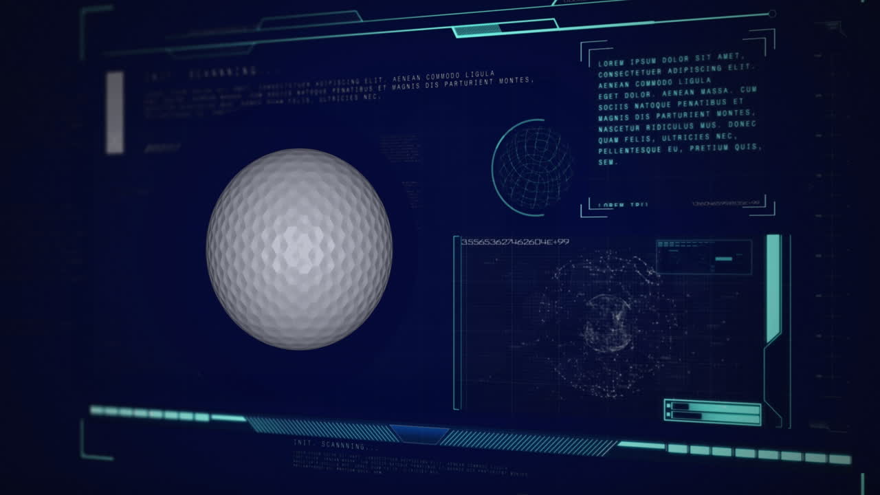 Animation of golf ball with scope scanning and data processing