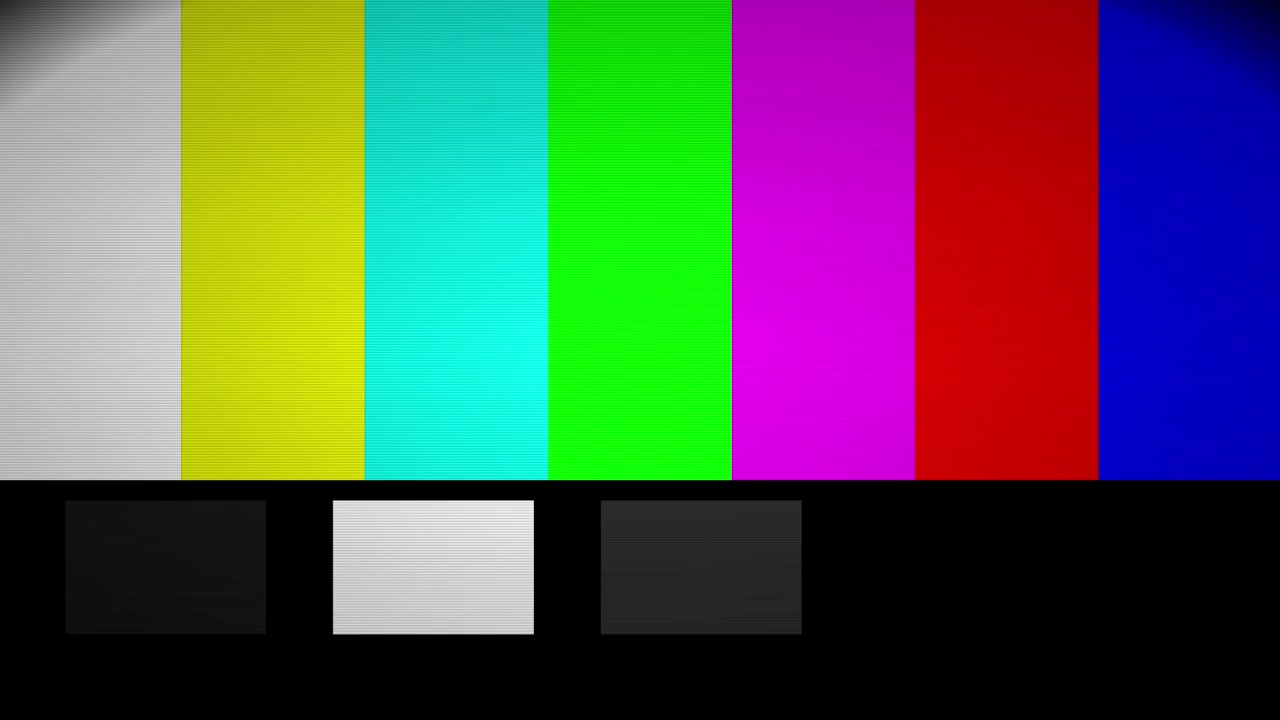 Standard SMPTE Color Bars Test Pattern with Analog Television Glitch
