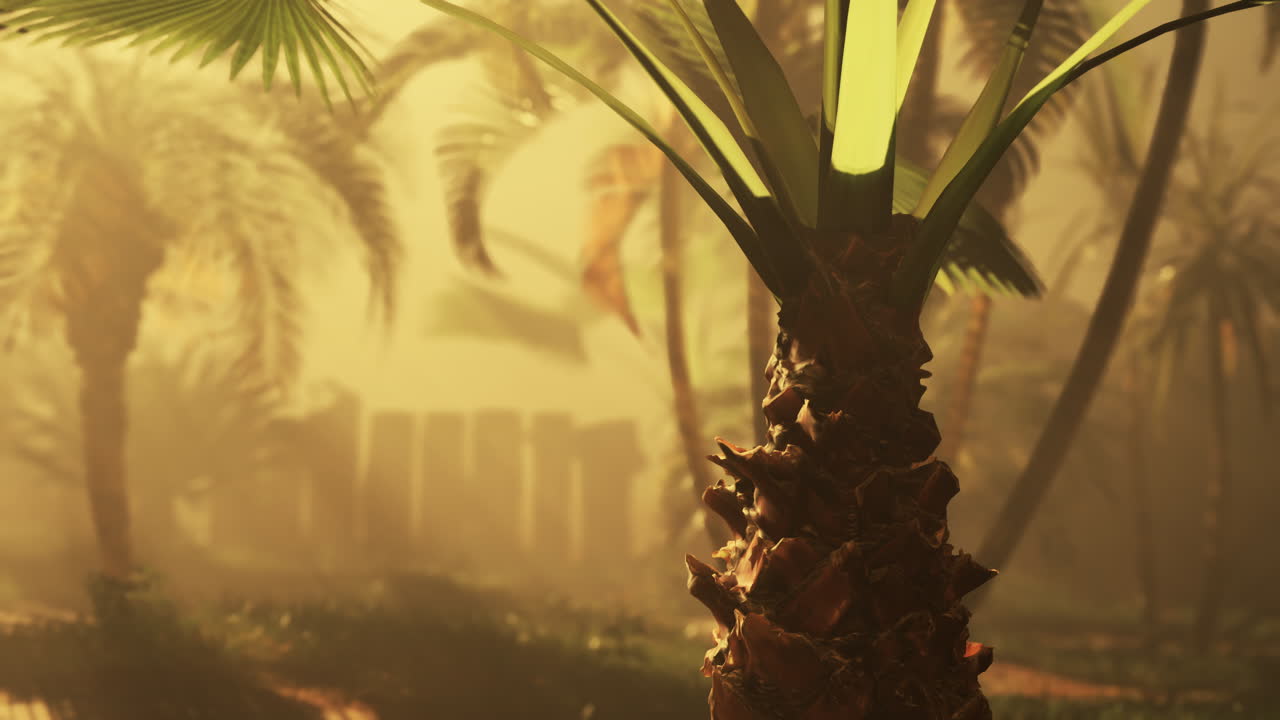 Close-up of a Palm Tree in a Tropical Jungle