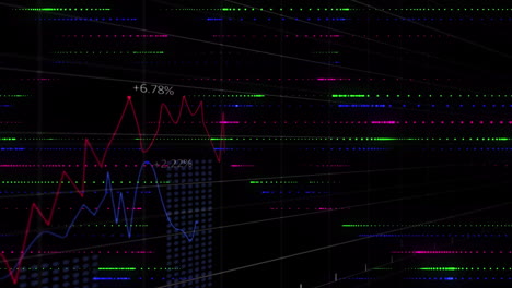 animación del procesamiento de datos y puntos sobre fondo negro