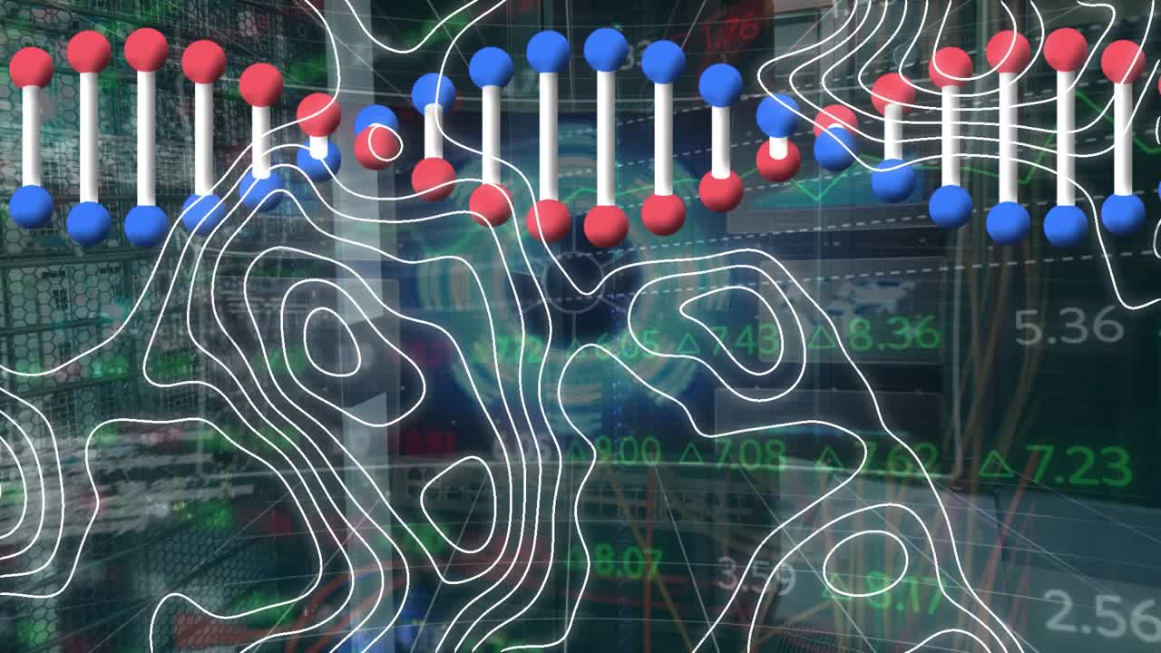 Animation of data processing over dna strand