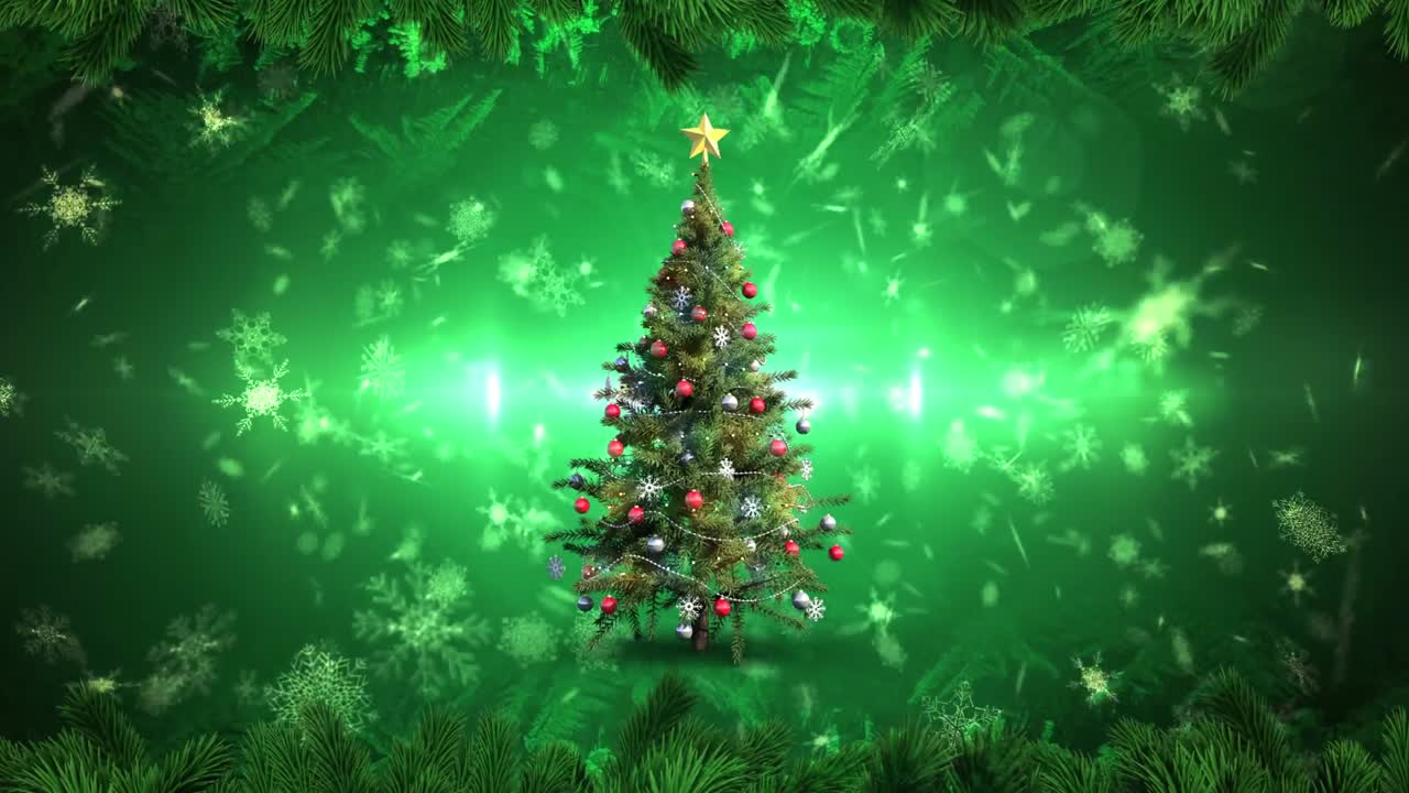 рождественская елка и падающие снежинки