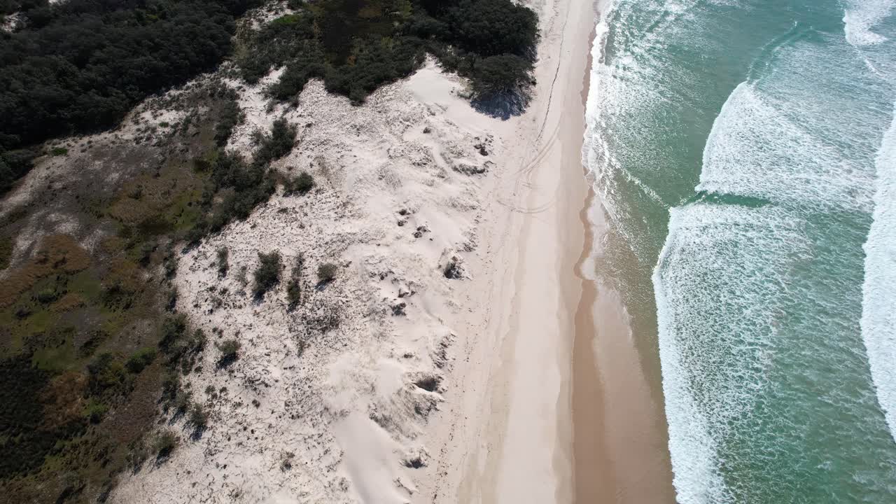 South Stradbroke Island - The Spit - Southport - Gold Coast - QLD - Queensland - Australia - Panning Up Aerial Shot