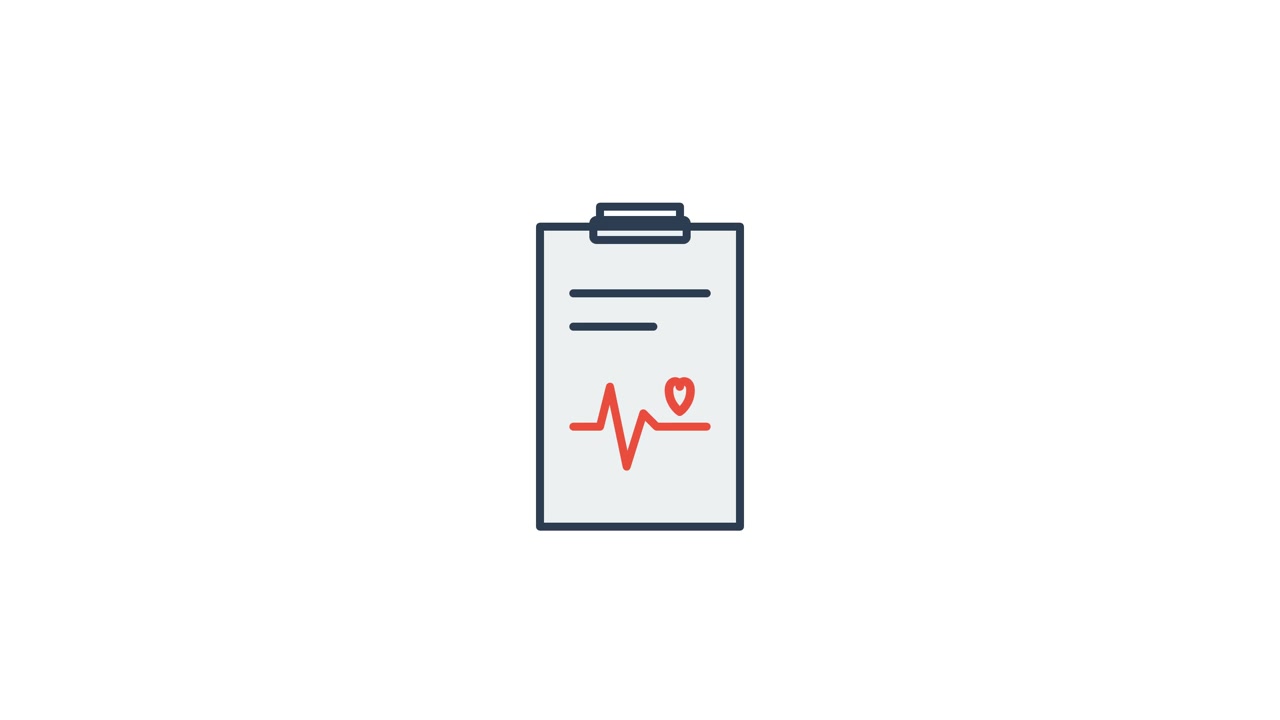 Animated Medical Clipboard Showing Heartbeat EKG Line