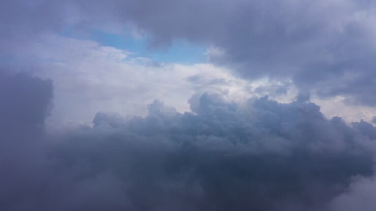 Inside clouds aerial shot dramatic sky stormy weather France