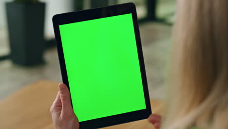 Closeup-woman-working-chromakey-computer-indoors.-Businesswoman-gesturing-hands