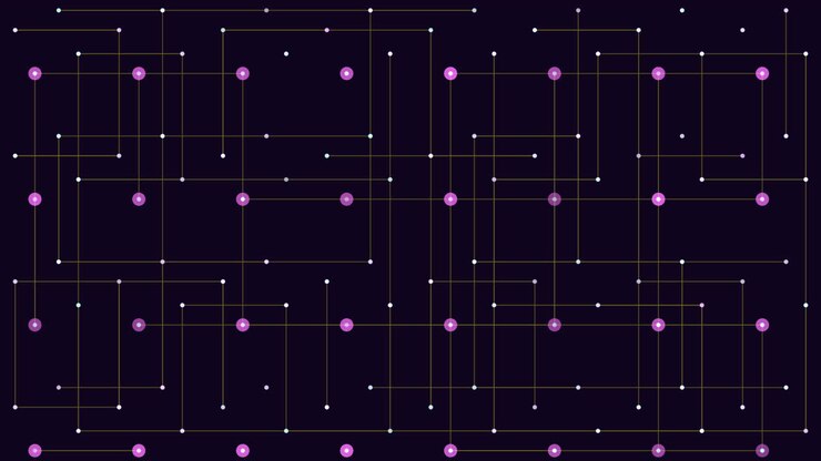 Connected dots pattern with flash light on black gradient