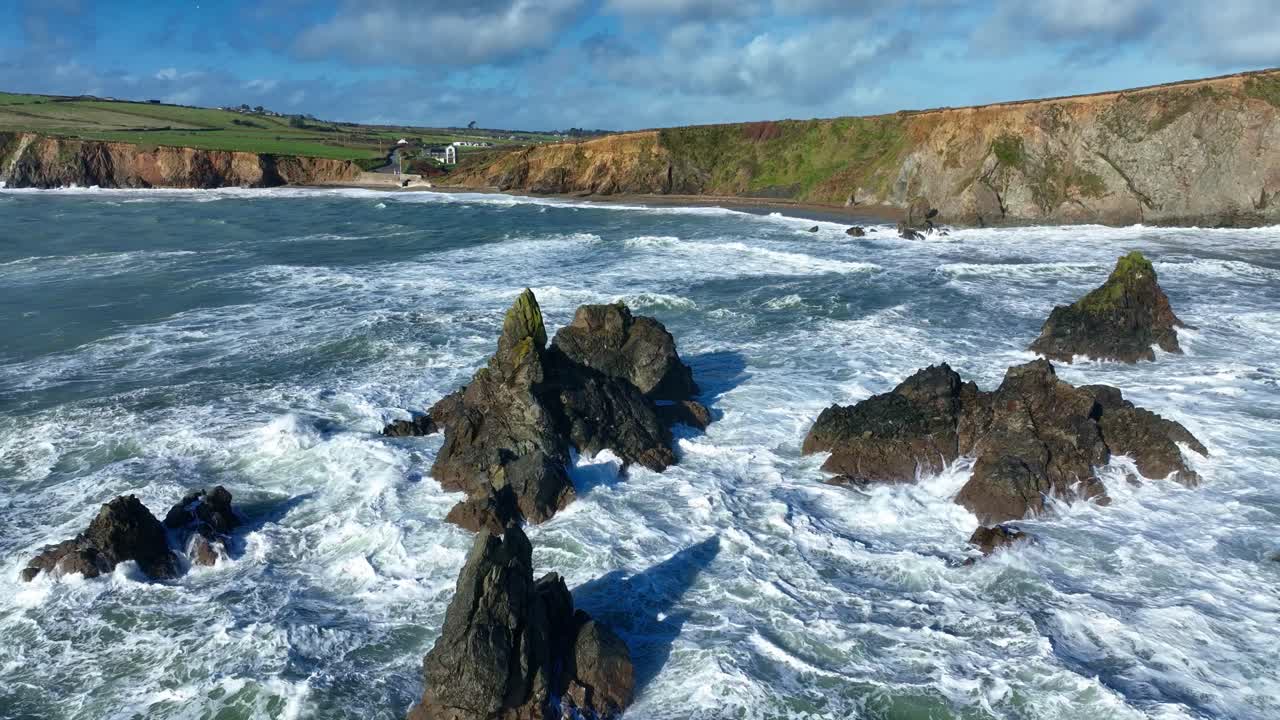 epic Ireland dramatic waves breaking over reefs Copper Coast Waterford winter storm