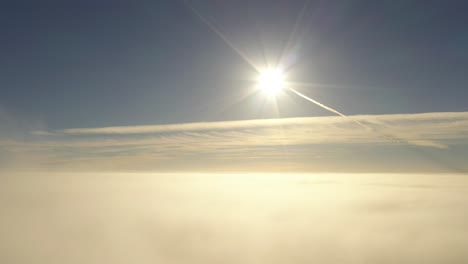 birds eye view of foggy autumn morning