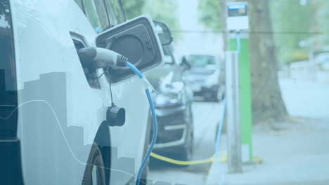 animación del procesamiento de estadísticas sobre la carga de automóviles eléctricos