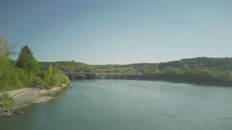 Aerial-Revealing-shot-of-Hydropower-Plant-near-Passau,-Germany-4K