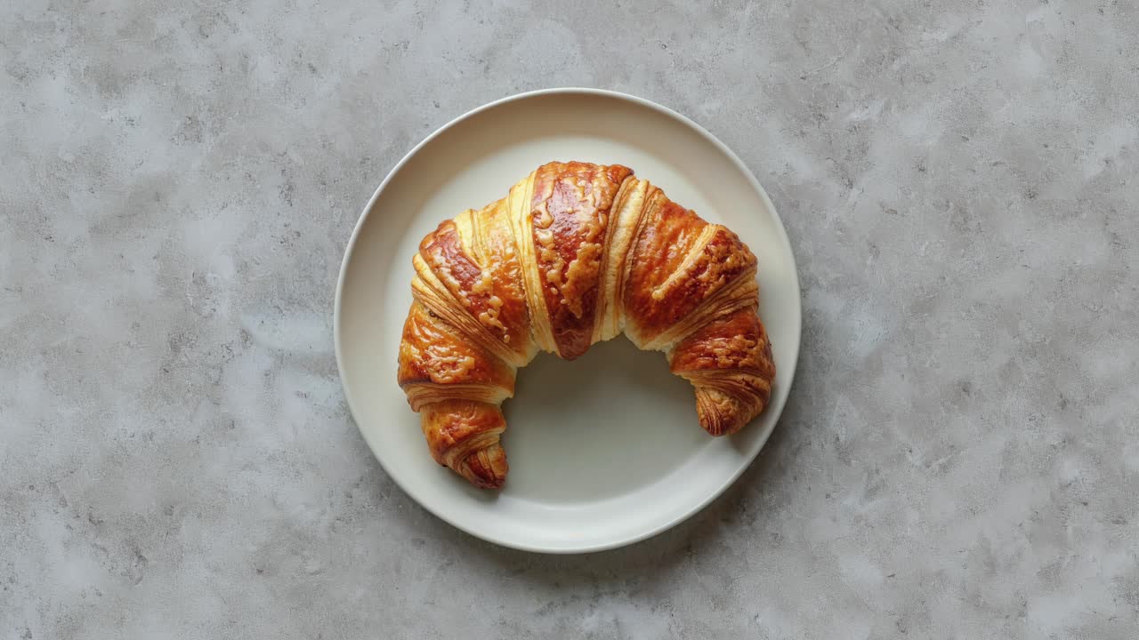 un solo croissant en un plato