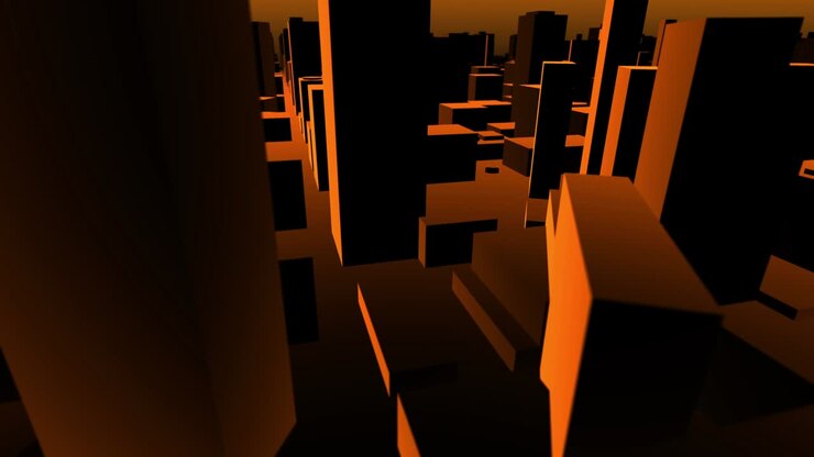 Sobrevoo de Mapa 3D da Cidade Laranja e Preto
