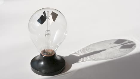 crookes radiometer starts to spin evoquing the start of a new era of renewable energy