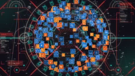 Animation-of-network-of-connectiong-and-financial-data-processing