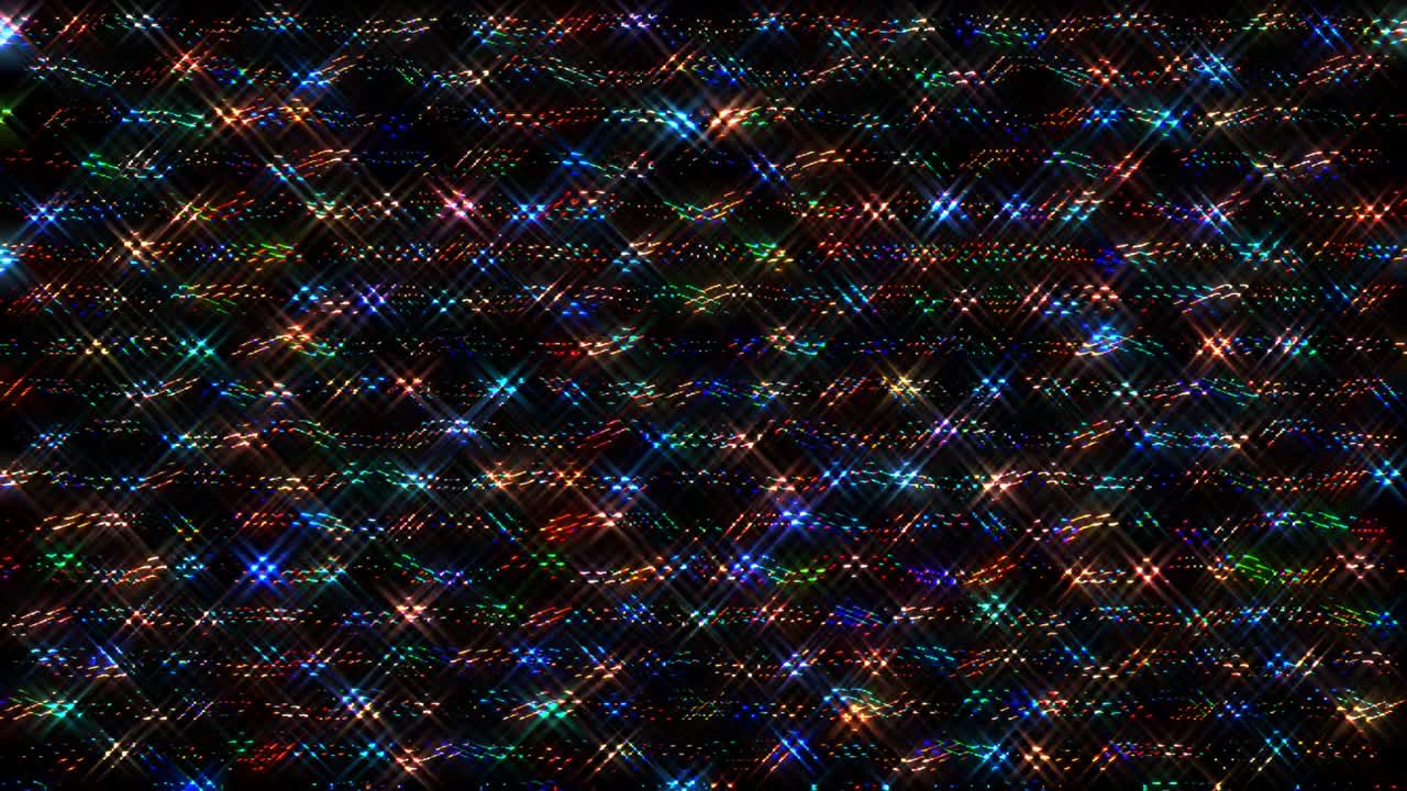 Abstract shining bright lines set wave, colorful, black background