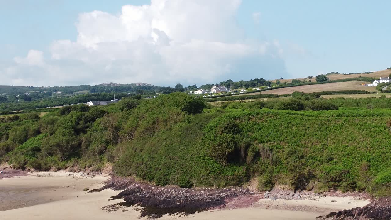 ángulos letales vista aérea que desciende a los científicos de biología marina que examinan la playa de arena