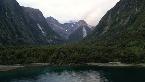 Aerial,-Pembroke-Glacier-in-Milford-Sound,-New-Zealand