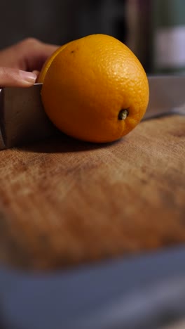 cutting an orange