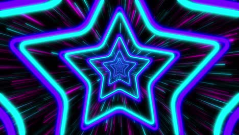 animation of purple and blue stars neon pattern moving in hypnotic motion on seamless loop